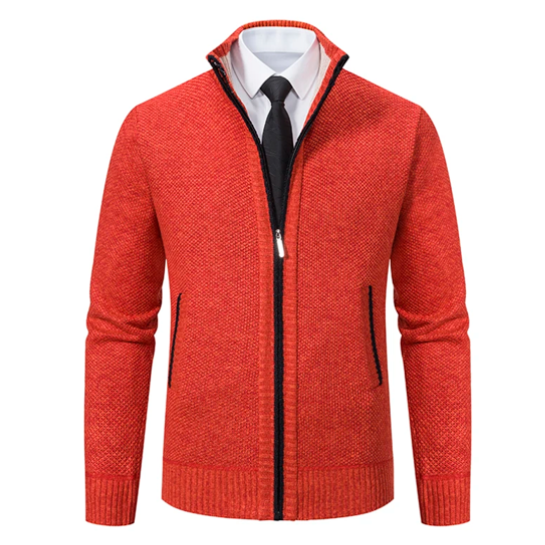 Casaco Esportivo Masculino de Lã com Zíper e Gola Alta
