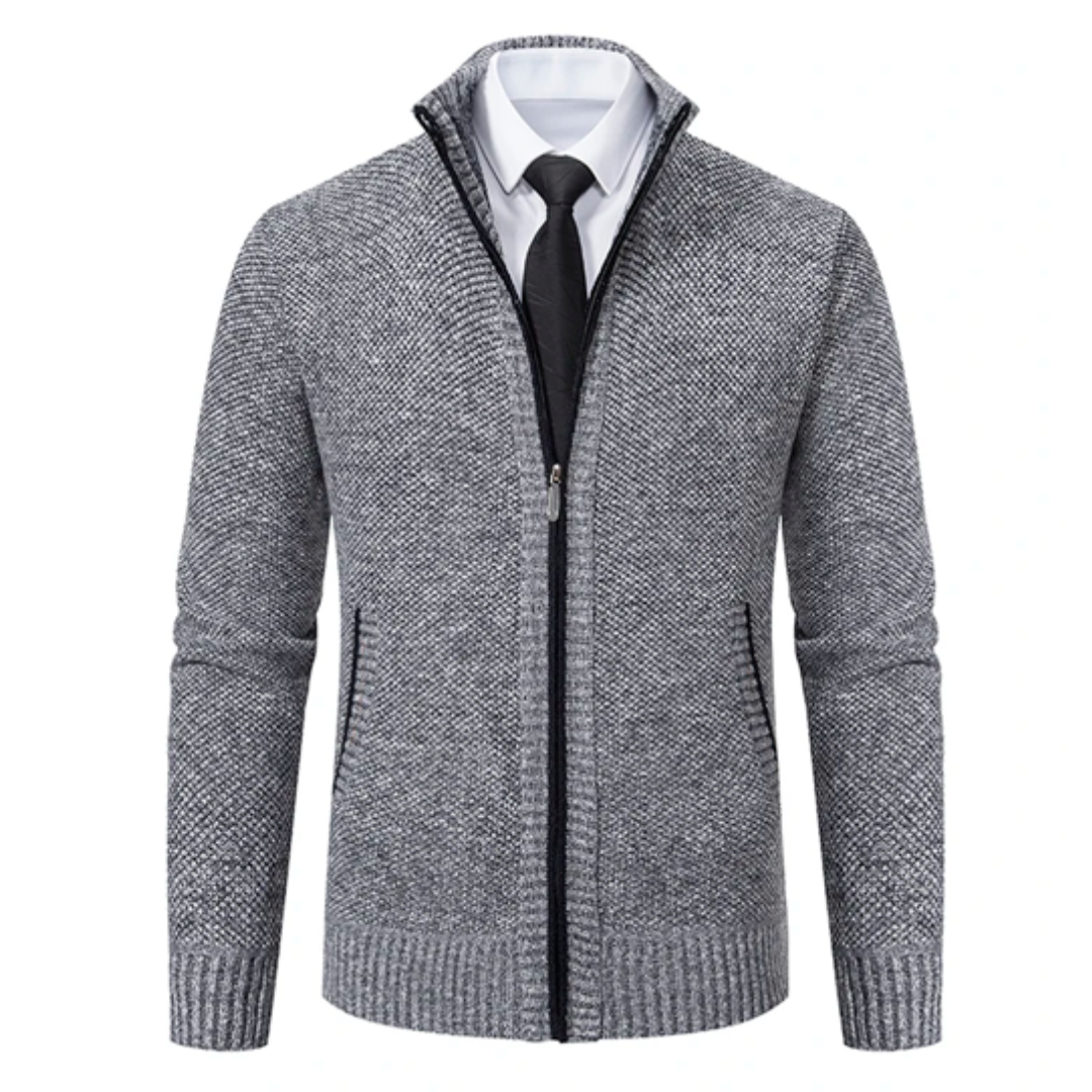 Casaco Esportivo Masculino de Lã com Zíper e Gola Alta