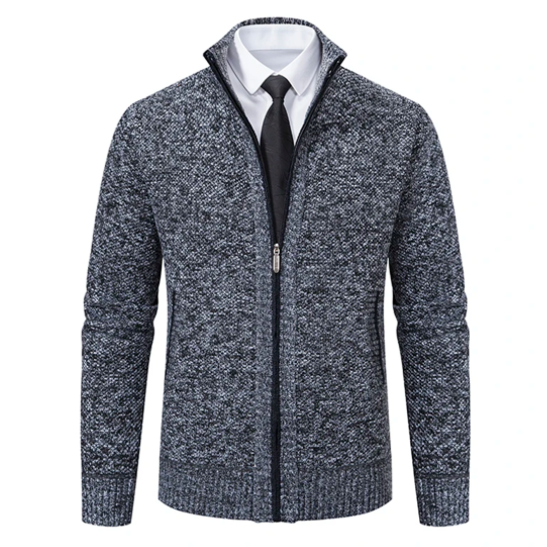 Casaco Esportivo Masculino de Lã com Zíper e Gola Alta