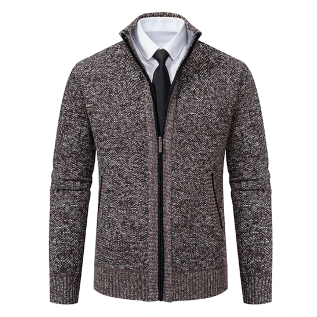 Casaco Esportivo Masculino de Lã com Zíper e Gola Alta