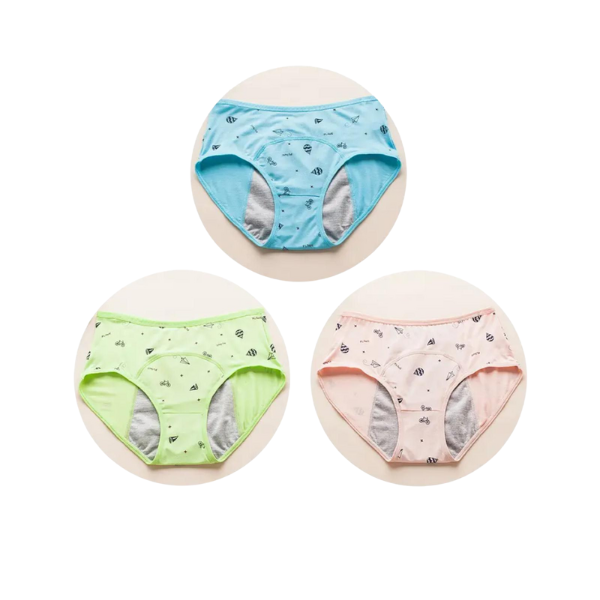 Calcinha Absorvente Confort Juvenil-Kit Promocional 3 Unidades