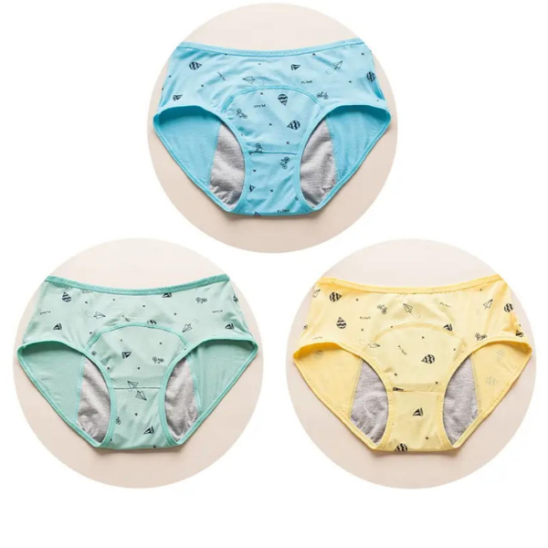 Calcinha Absorvente Confort Juvenil-Kit Promocional 3 Unidades