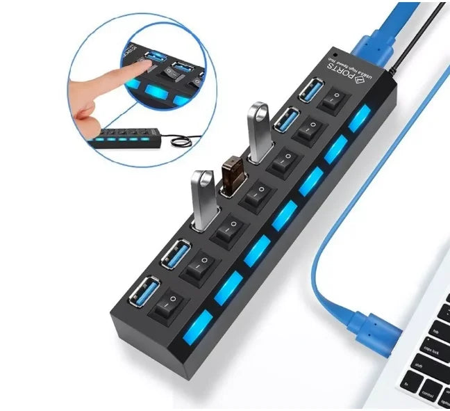Extensão Régua Usb 2.0 - 7 Portas Pc Hd Externo Pendrive