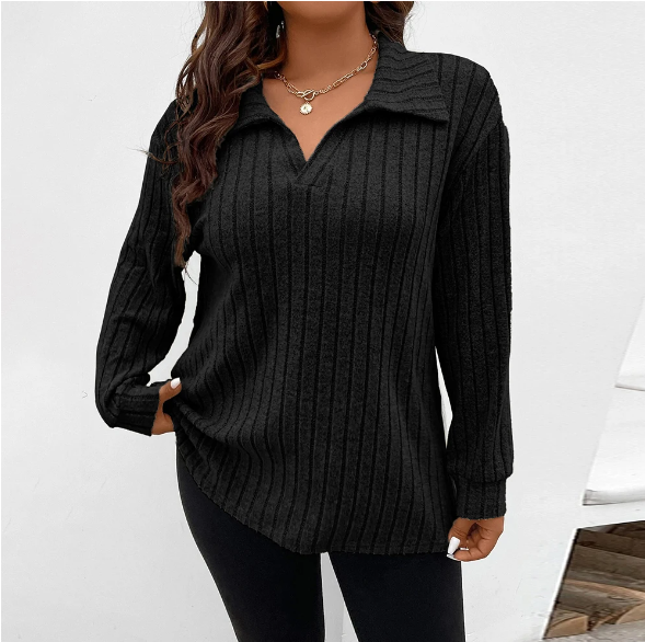 Camisa Feminina Plus Size c/ Gola de Lapela