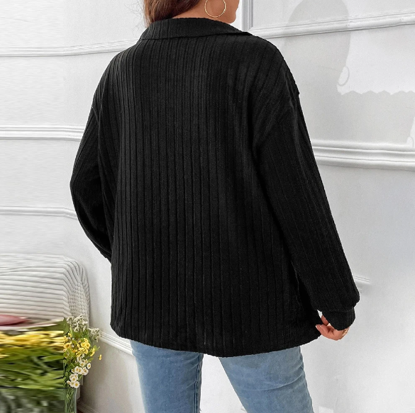 Camisa Feminina Plus Size c/ Gola de Lapela