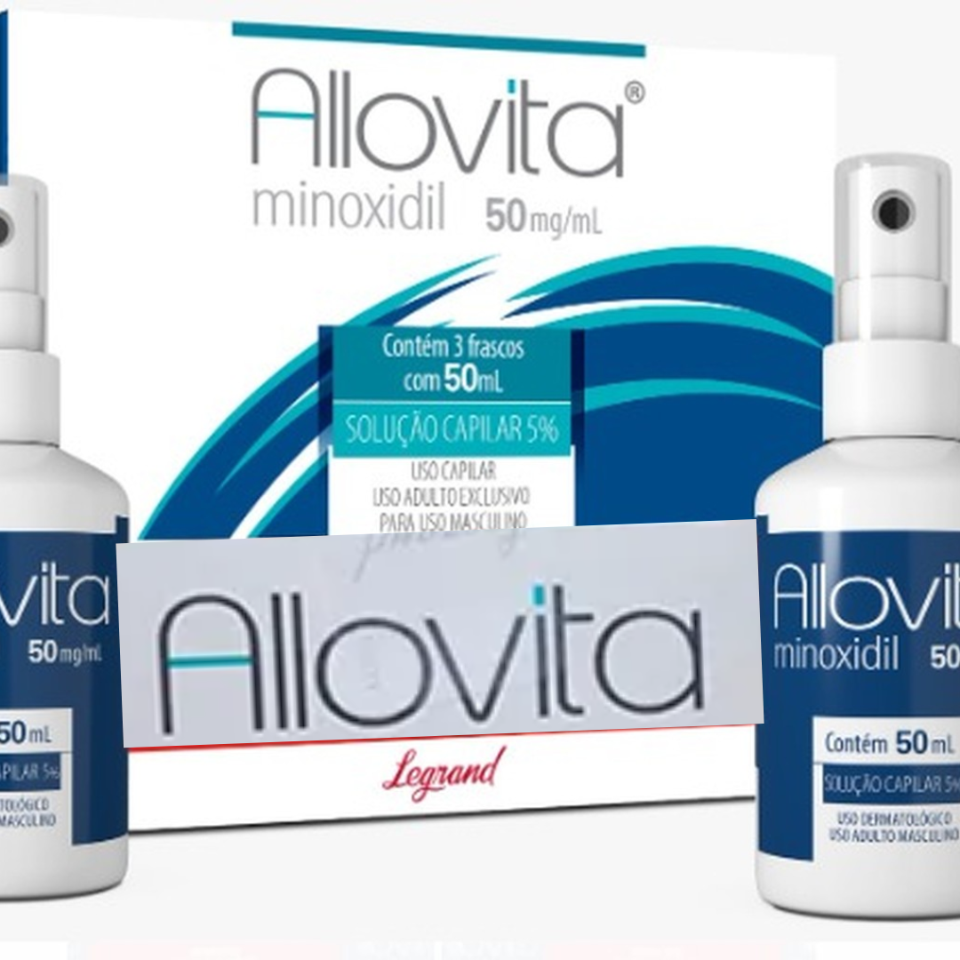 Minoxidil 5% Allovita 50ml São 4 Potes Tratamento para 4 Meses