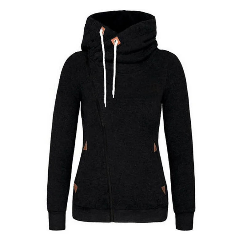 Jaqueta Feminina com Gola Alta e Capuz