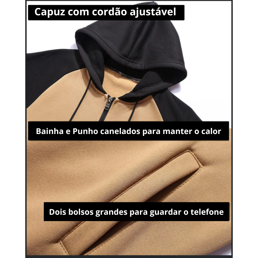 Jaqueta Streetwear em Moletom com Ziper - Masculina