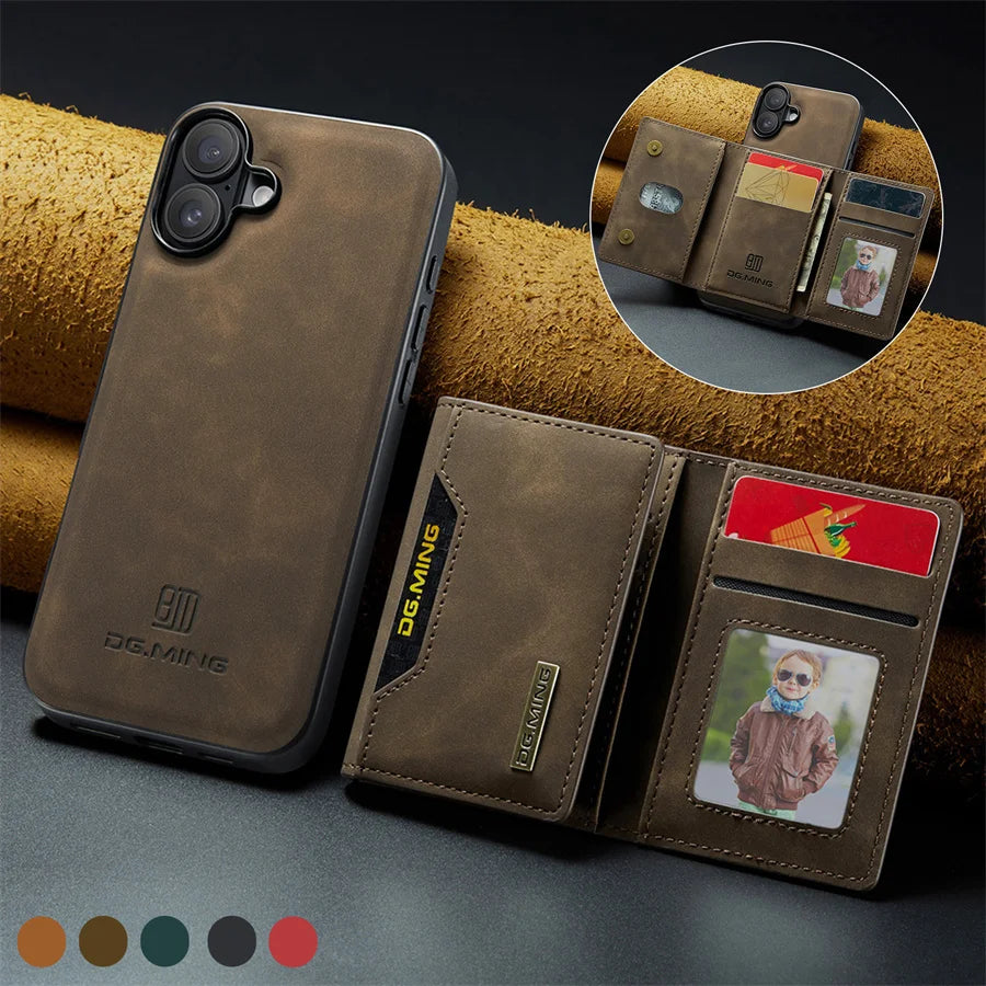 Capa Case de Couro Luxo para iPhone Ultra Fina Carteira Magnética 2 em 1