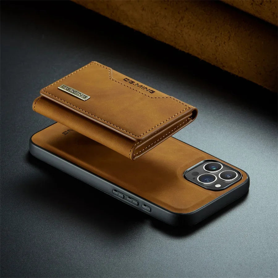 Capa Case de Couro Luxo para iPhone Ultra Fina Carteira Magnética 2 em 1