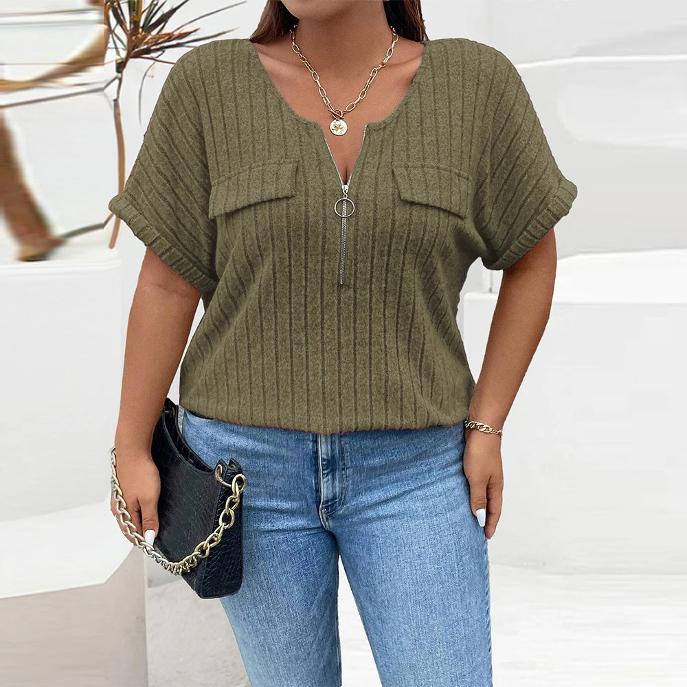 Camisa Feminina Plus Size - Decote em O