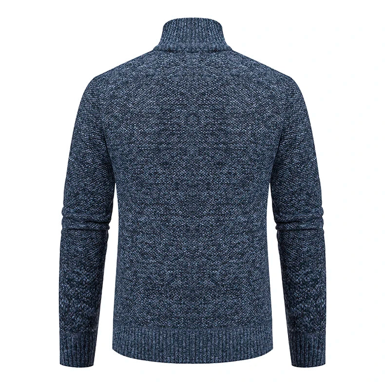 Casaco Esportivo Masculino de Lã com Zíper e Gola Alta