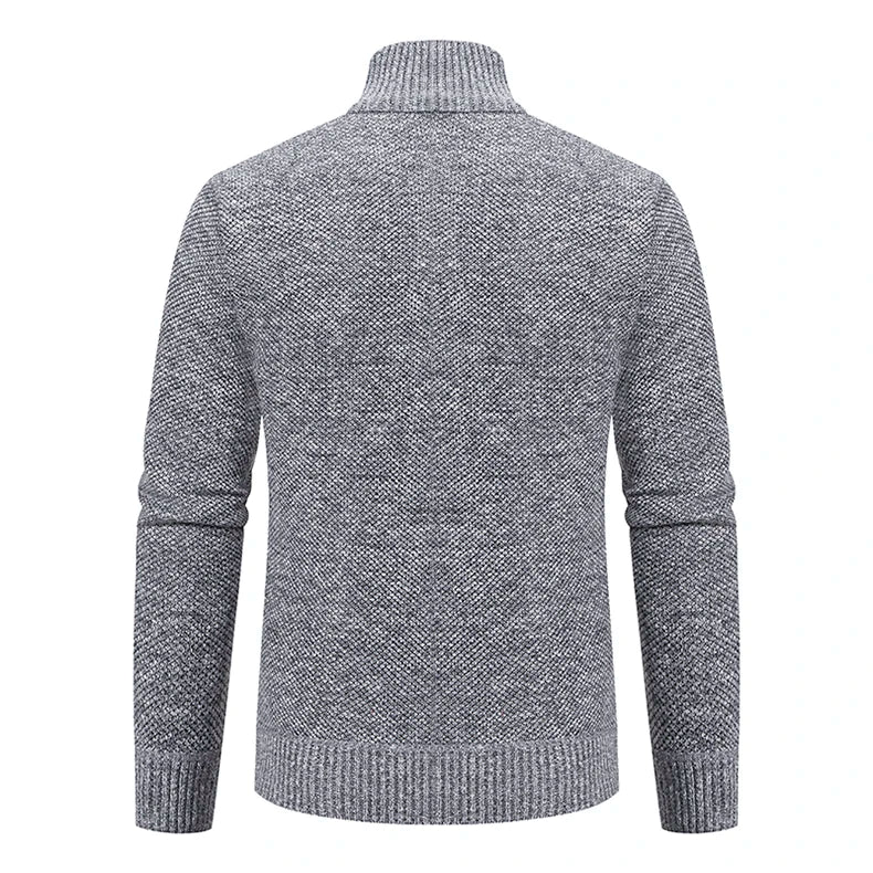 Casaco Esportivo Masculino de Lã com Zíper e Gola Alta