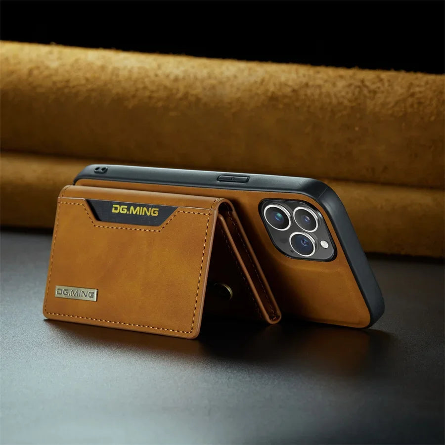 Capa Case de Couro Luxo para iPhone Ultra Fina Carteira Magnética 2 em 1