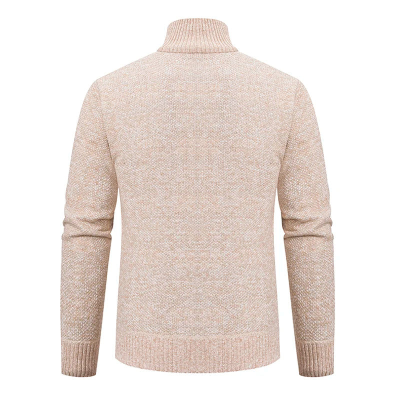 Casaco Esportivo Masculino de Lã com Zíper e Gola Alta