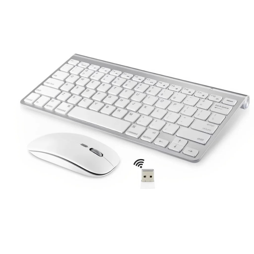 Kit Teclado + Mouse Sem Fio Slim Branco