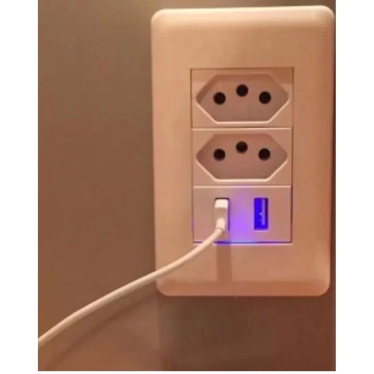 Tomada Carregador Turbo Usb Duplo De Parede Bivolt Universal