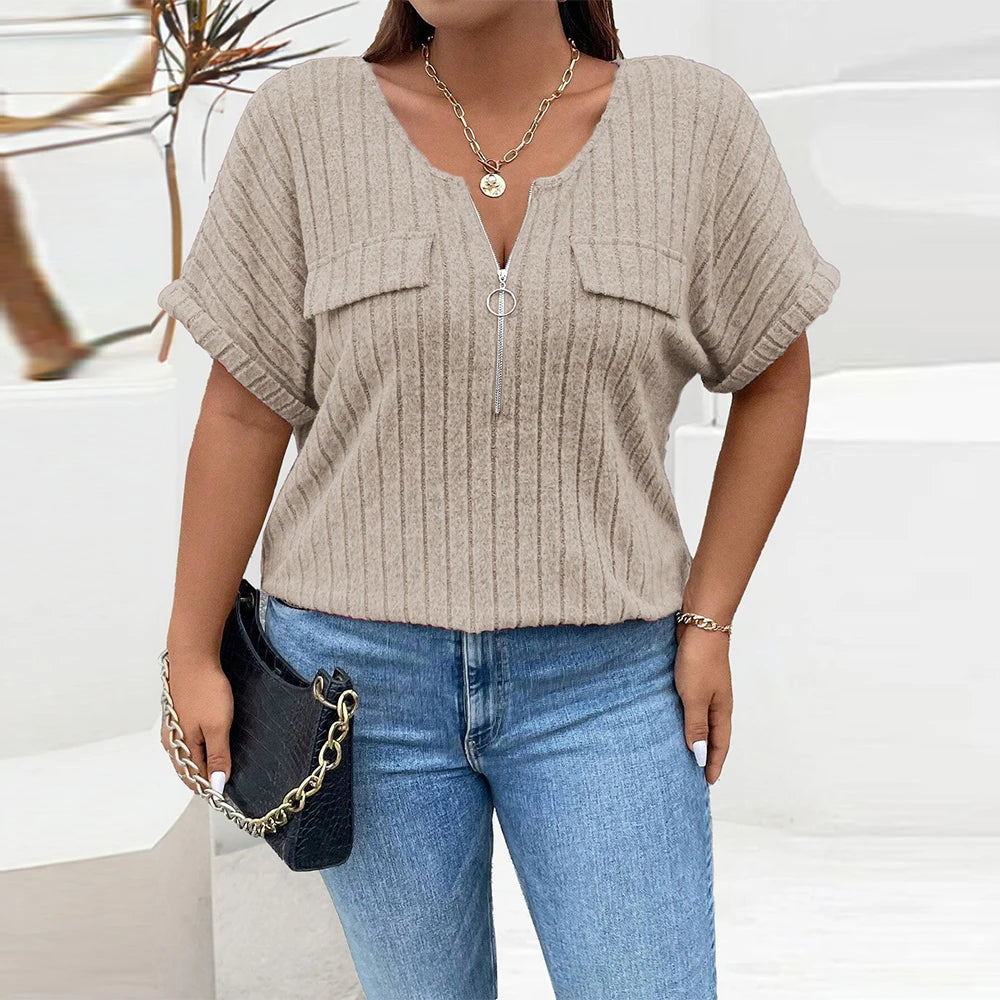 Camisa Feminina Plus Size - Decote em O