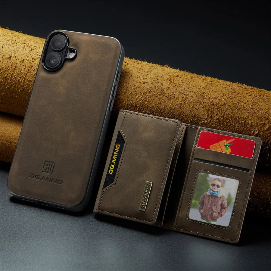 Capa Case de Couro Luxo para iPhone Ultra Fina Carteira Magnética 2 em 1