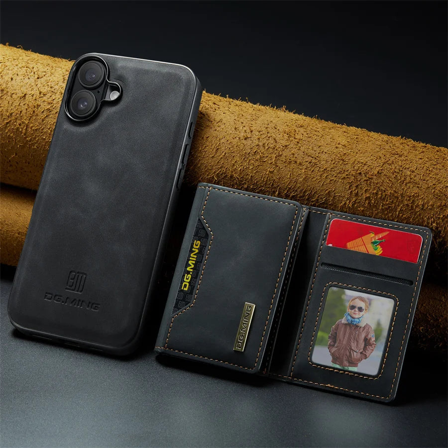 Capa Case de Couro Luxo para iPhone Ultra Fina Carteira Magnética 2 em 1