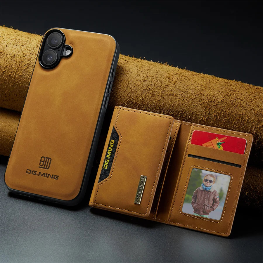 Capa Case de Couro Luxo para iPhone Ultra Fina Carteira Magnética 2 em 1