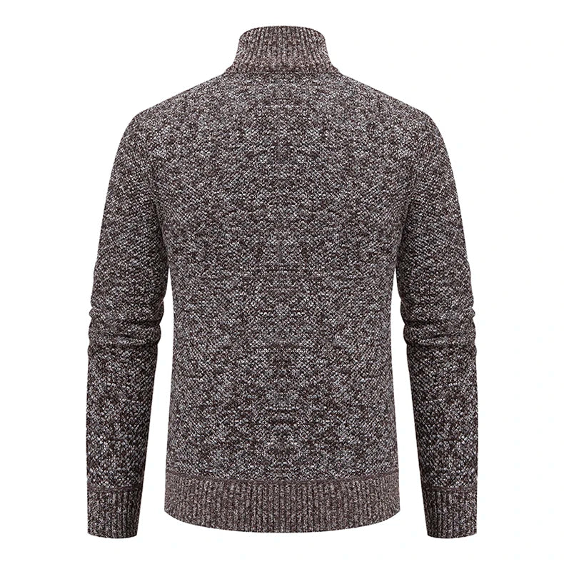 Casaco Esportivo Masculino de Lã com Zíper e Gola Alta